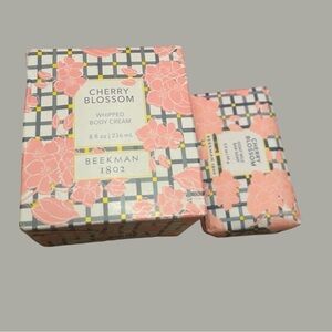 Beekman 1802 Cherry Blossom Luxurious Body Cream & Goat Milk Hand Soap Set New